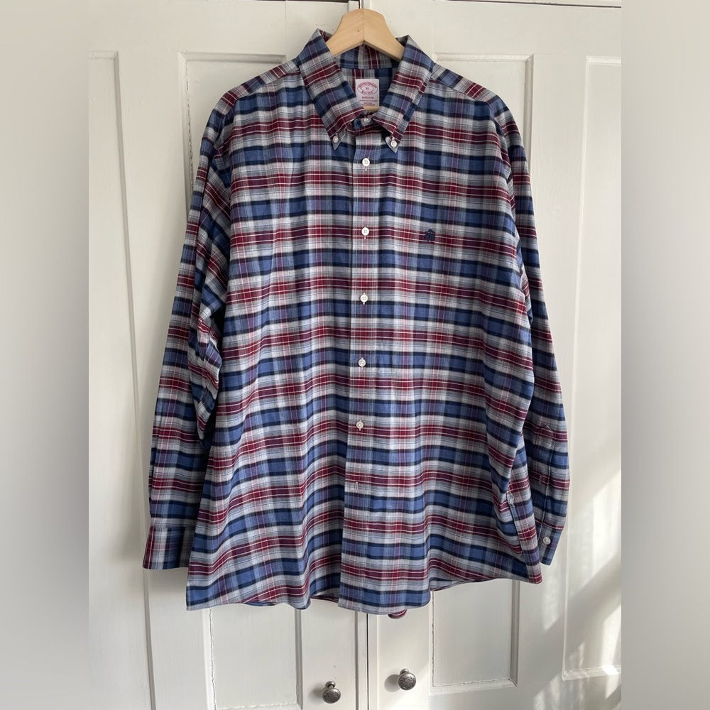 Brooks Brothers Madison The Original Polo Shirt XL Plaid Button Down Oxford